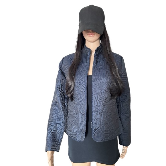 Women’s Embroidered Zipper Jacket by Chico’s Size 0 Navy, Stylish & Chic - Picture 1 of 10